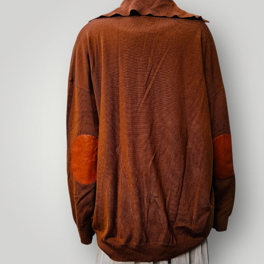 KATE SYVESTER / brown merino jumper with collar / L (3888682284269646749)
