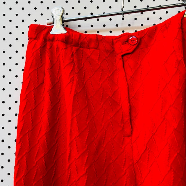 1970s nz vintage / bright red seersucker pantsuit / s (3888811002868769817)