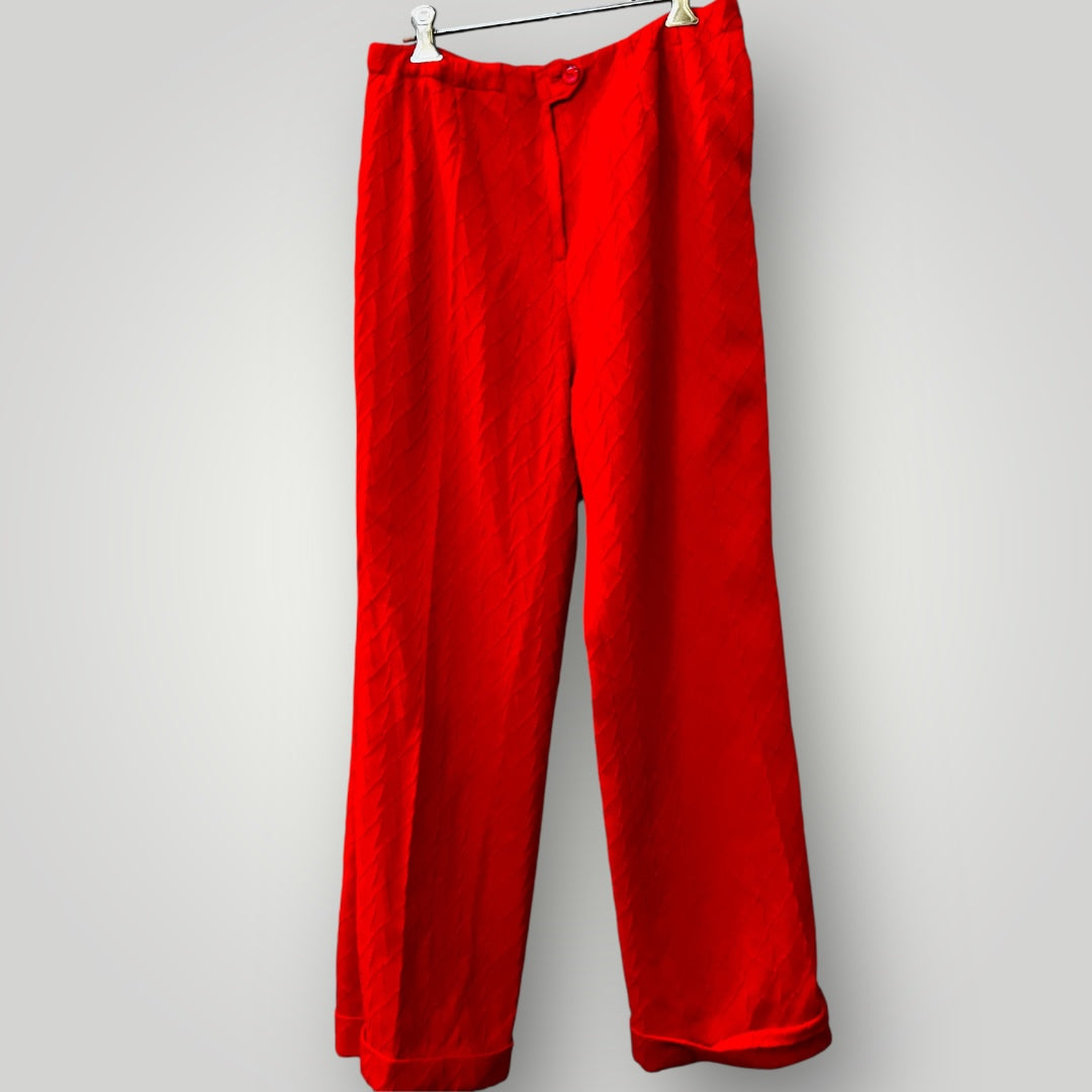 1970s nz vintage / bright red seersucker pantsuit / s (3888811284808929664)