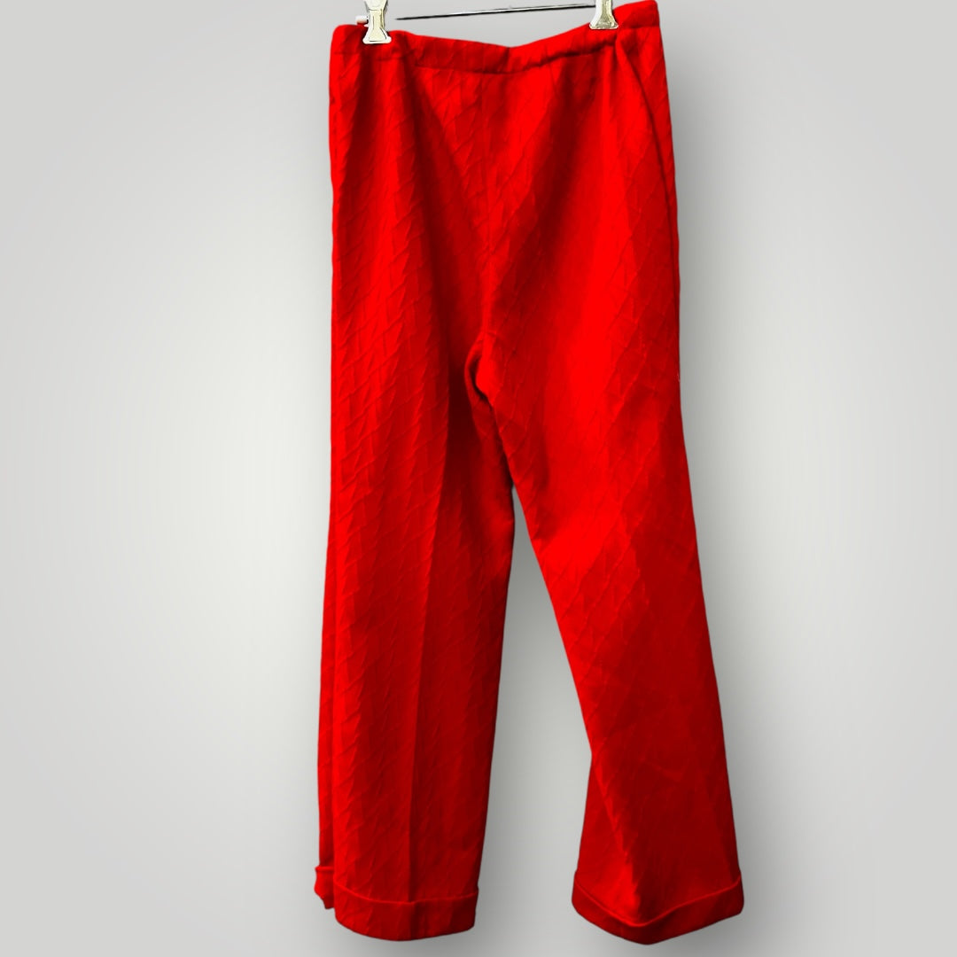 1970s nz vintage / bright red seersucker pantsuit / s (3888811287494258826)