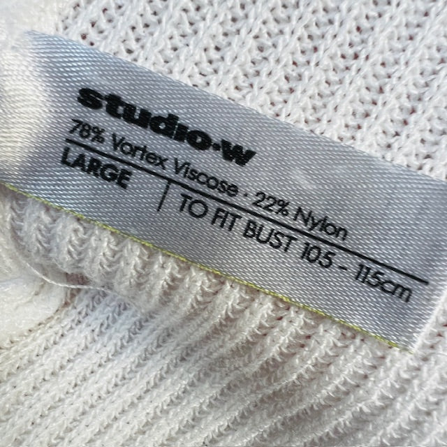 STUDIO W / high necked oversized ribbed sweatshirt with tuxedo stripes / L (3888836738464994396)