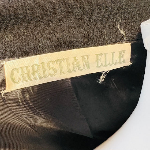 vintage / CHRISTIAN ELLE / wool coat with white edging / 12 (3888836862838603107)