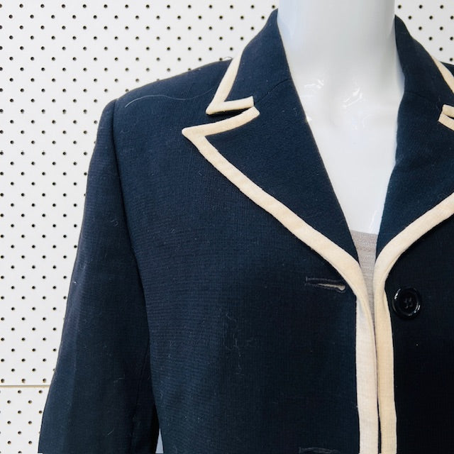 vintage / CHRISTIAN ELLE / wool coat with white edging / 12 (3888836863162355252)