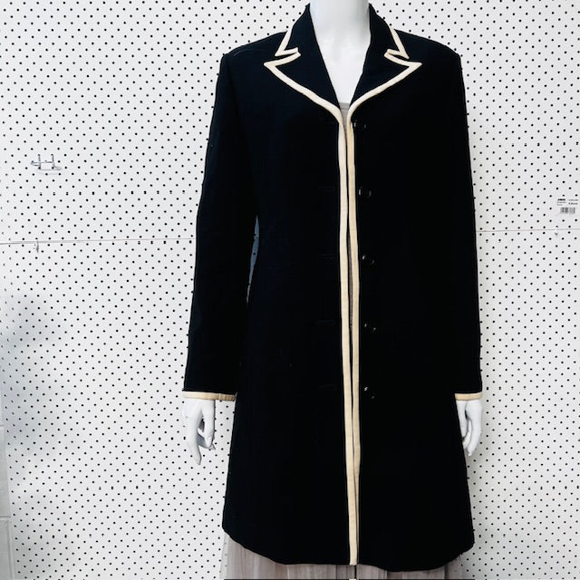 vintage / CHRISTIAN ELLE / wool coat with white edging / 12 (3888836866276723308)