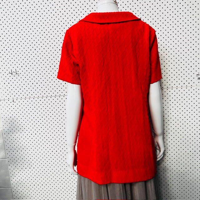 1970s nz vintage / bright red seersucker pantsuit / s (3888836868821915256)
