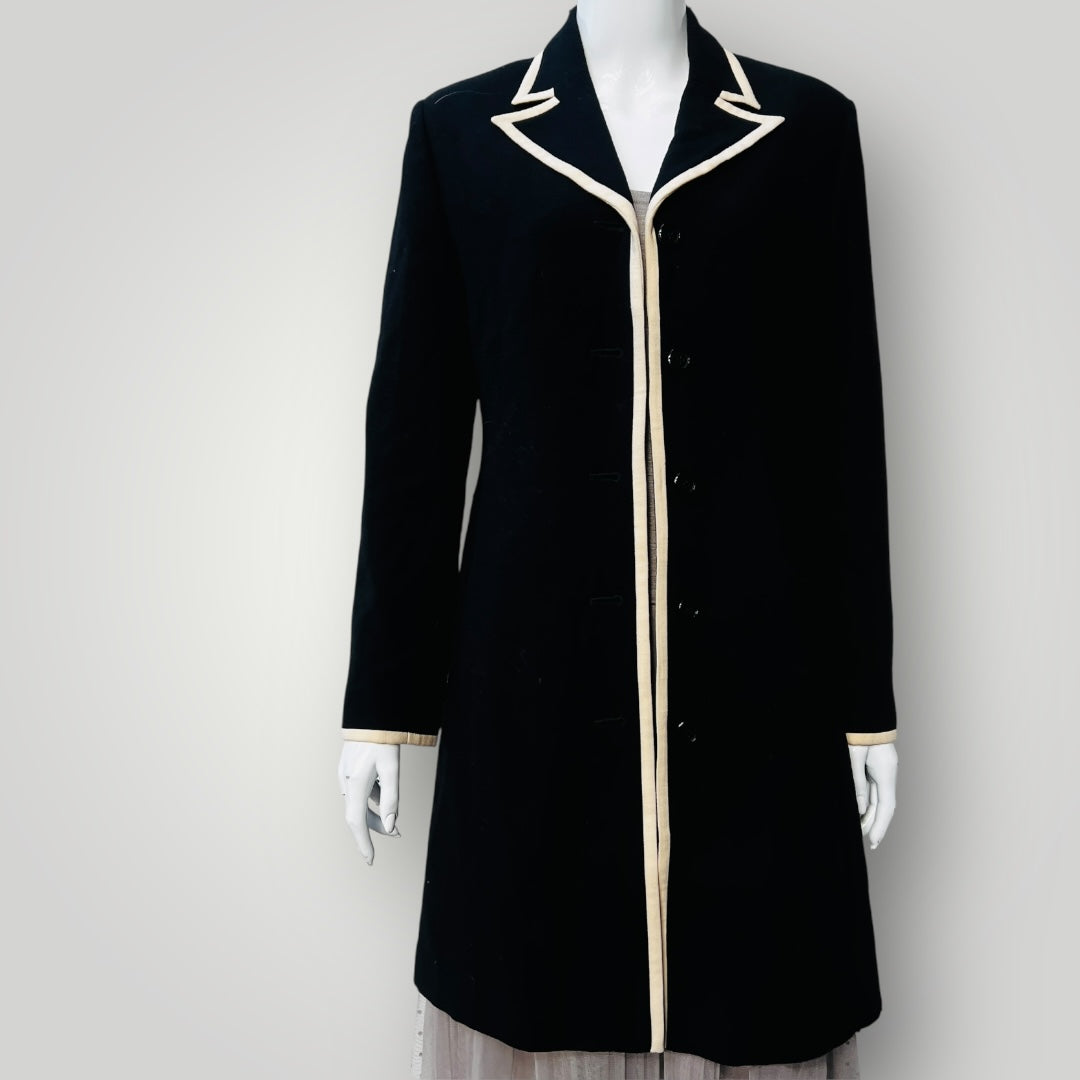 vintage / CHRISTIAN ELLE / wool coat with white edging / 12 (3888837093326626779)