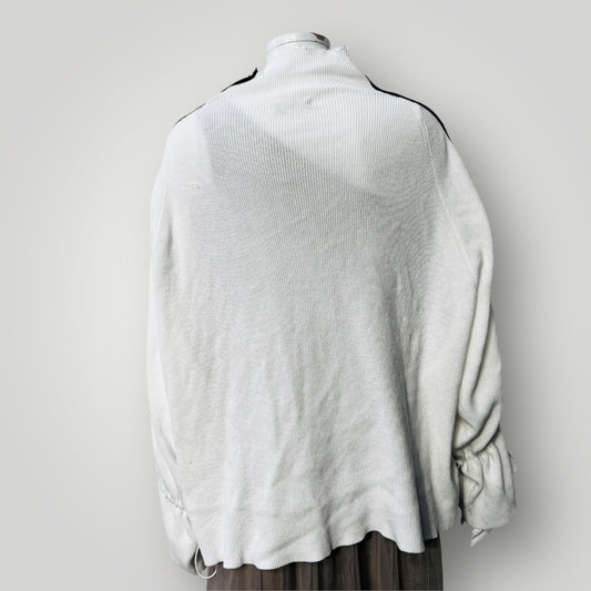 STUDIO W / high necked oversized ribbed sweatshirt with tuxedo stripes / L (3888837138482691051)