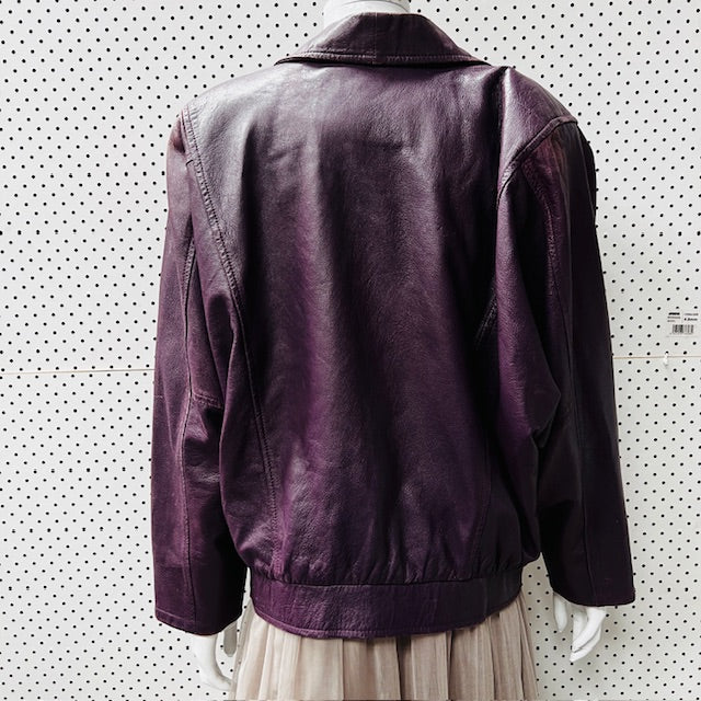1990s vintage / leather jacket / aubergine / M (3889342762819753045)