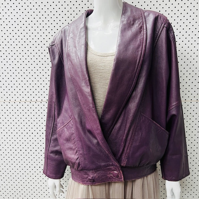 1990s vintage / leather jacket / aubergine / M (3889342770171763236)