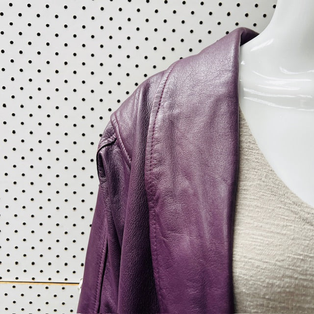 1990s vintage / leather jacket / aubergine / M (3889342772660184520)