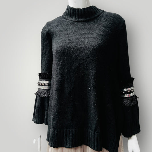 SASS + BIDE / master + muse / cotton cashmere jumper with feature sleeves / s (3889343047361690355)