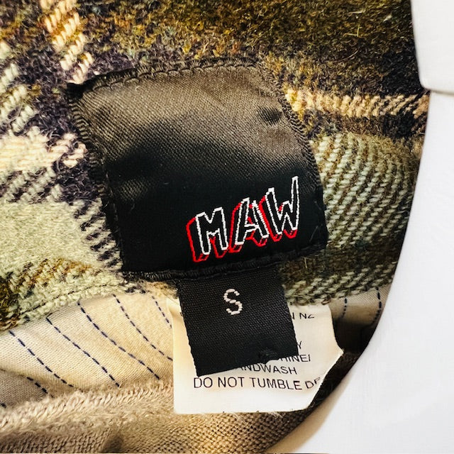 2000s nz vintage / MAW / plaid wool coat / s / made in nz (3889867470537345008)