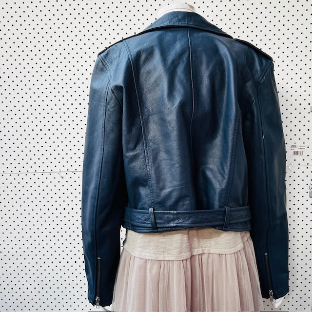 TRELISE COOPER / leather jacket / navy / 10 (3889867478035787077)