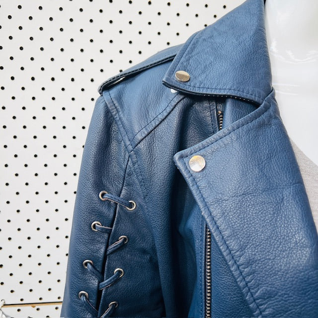 TRELISE COOPER / leather jacket / navy / 10 (3889867482657135205)