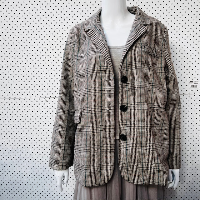 tweed-patterned blazer jacket / 2xl (3889867511577507427)