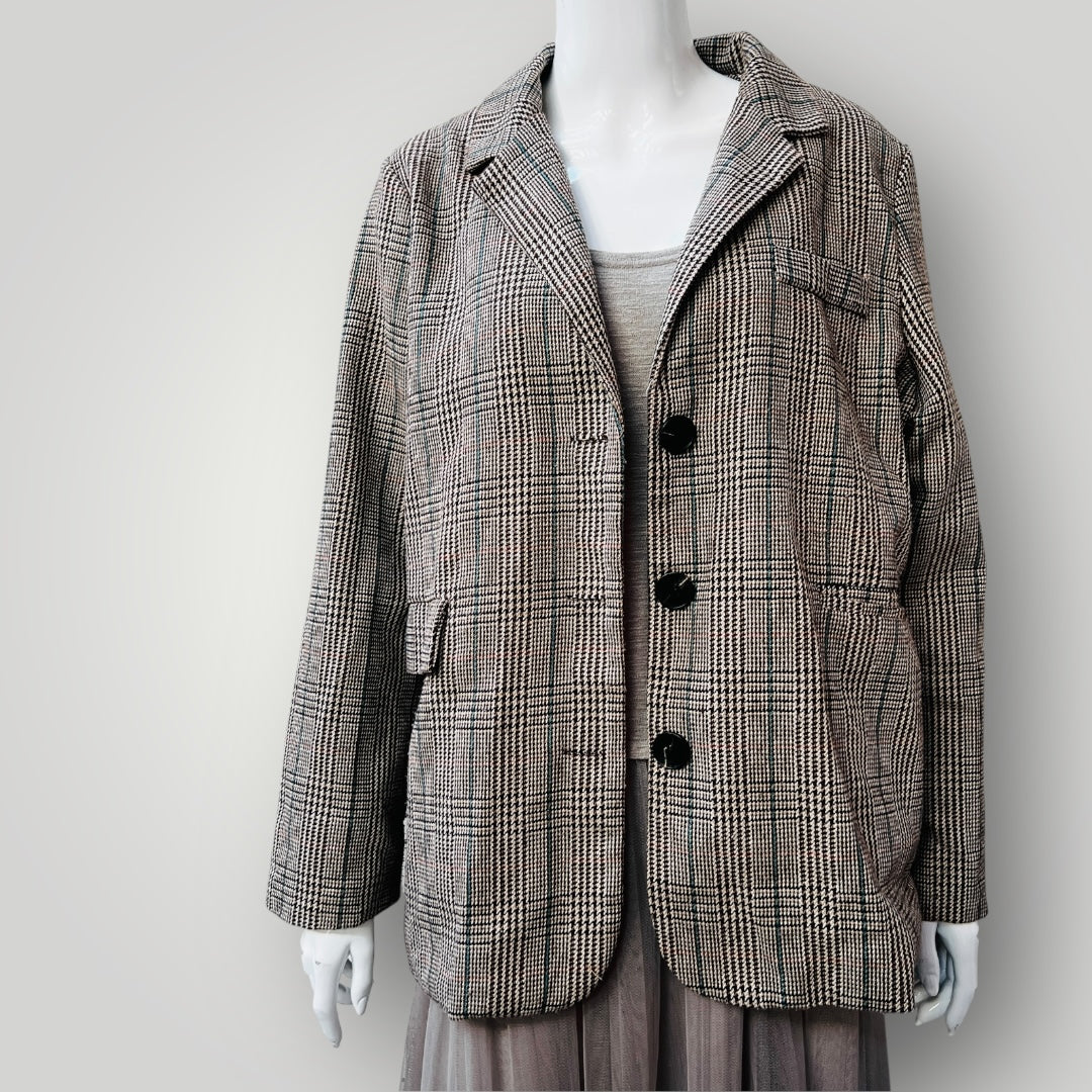 tweed-patterned blazer jacket / 2xl (3889867692221238912)