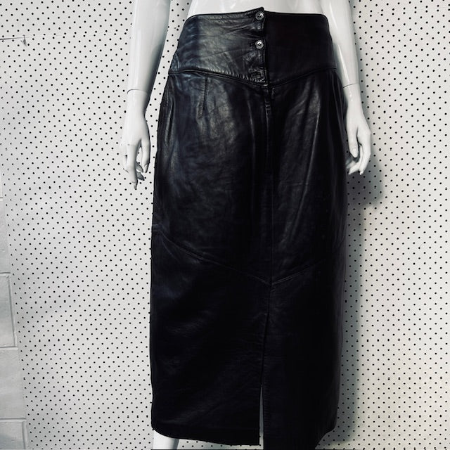 1980s american vintage / debbie shuchat leather skirt / s (3890025475906232114)