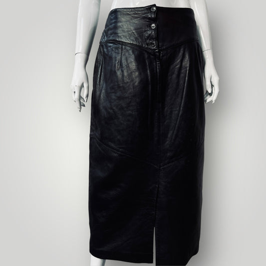 1980s american vintage / debbie shuchat leather skirt / s (3890025762628472223)