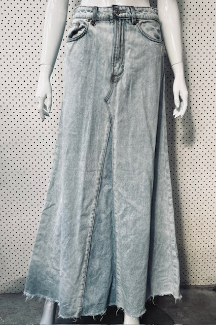 NEUW??? ROLLAS? TBC / full length denim skirt / s/m (3890029770805921953)