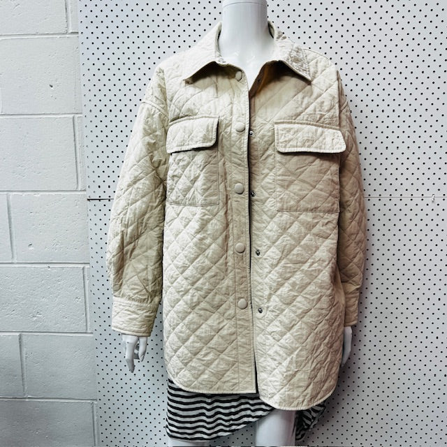 quilted / cream shirt/jacket / oversized s (3890563875506351564)
