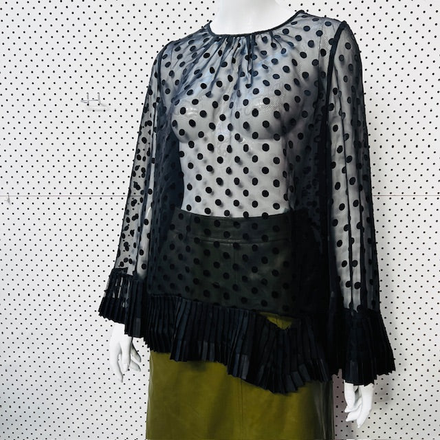ZIMMERMANN / sheer polka dotted peplum top / S (3890670036716801096)