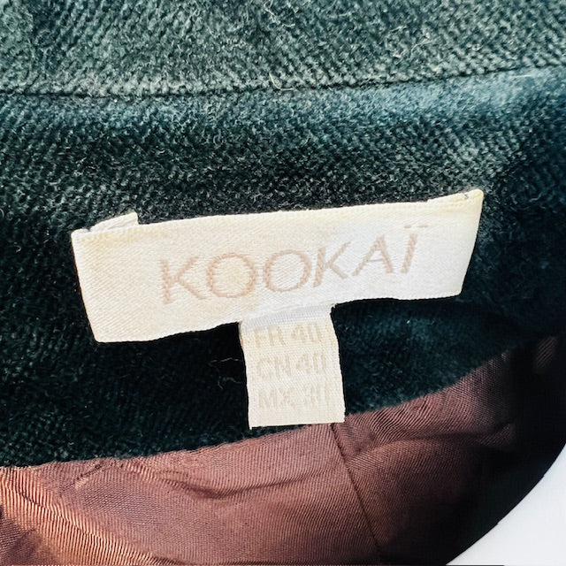 KOOKAI / forest green velvet coat / 40 (3890670125158563621)