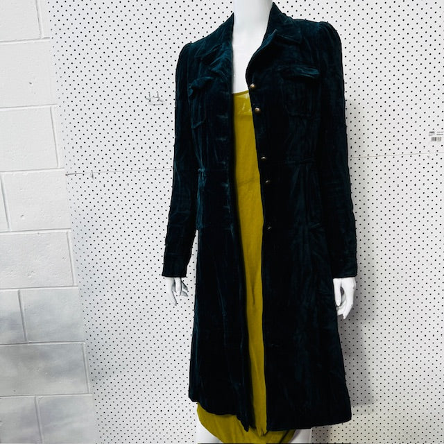 KOOKAI / forest green velvet coat / 40 (3890670128469516609)