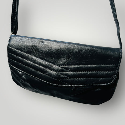 vintage / charcoal grey leather cross body purse bag (3890671525112399183)