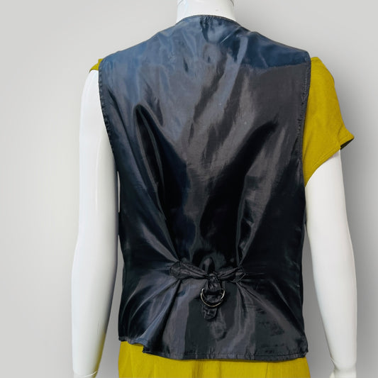 1990s vintage / black leather waistcoat / 12 (3890671535176588631)