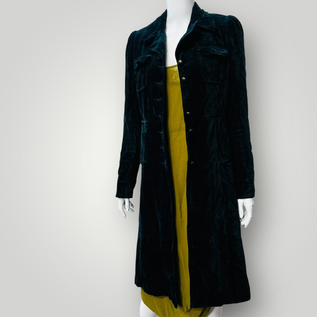 KOOKAI / forest green velvet coat / 40 (3890671559252134494)