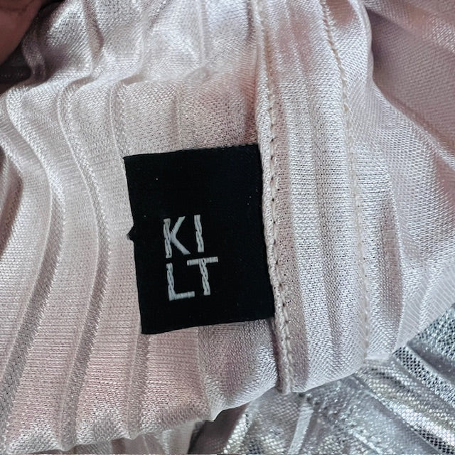 KILT / metallic silver pleated skirt / s (3891167706405180276)