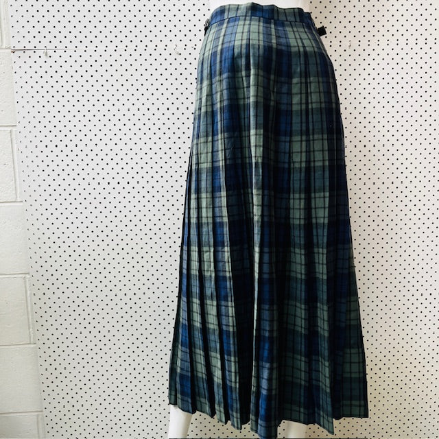 british vintage / LAURA ASHLEY / plaid wool kilt / 12 / made in britain (3891167716555358527)