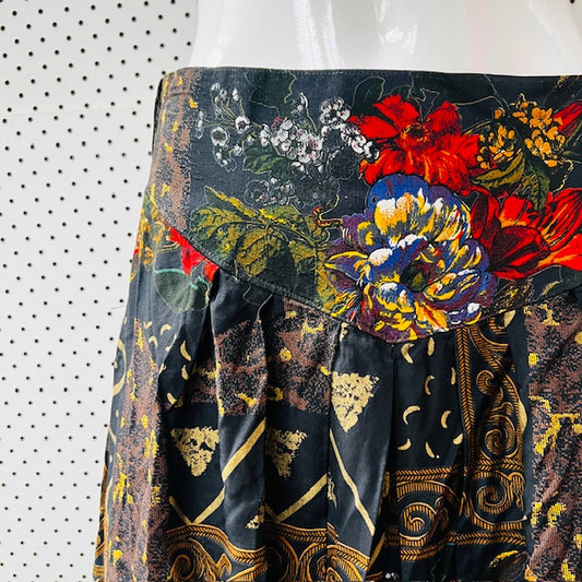 american vintage / 1990s drop waist floral skirt / s (3891167729560253075)