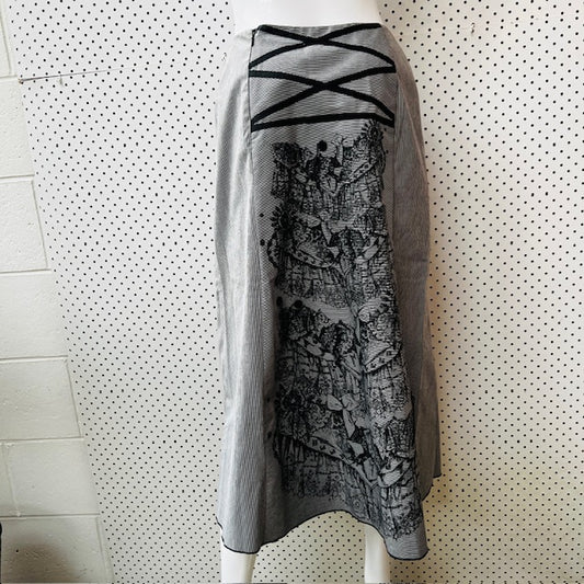 MADCAT / screen printed skirt / made in nz / s (3891167739477440497)