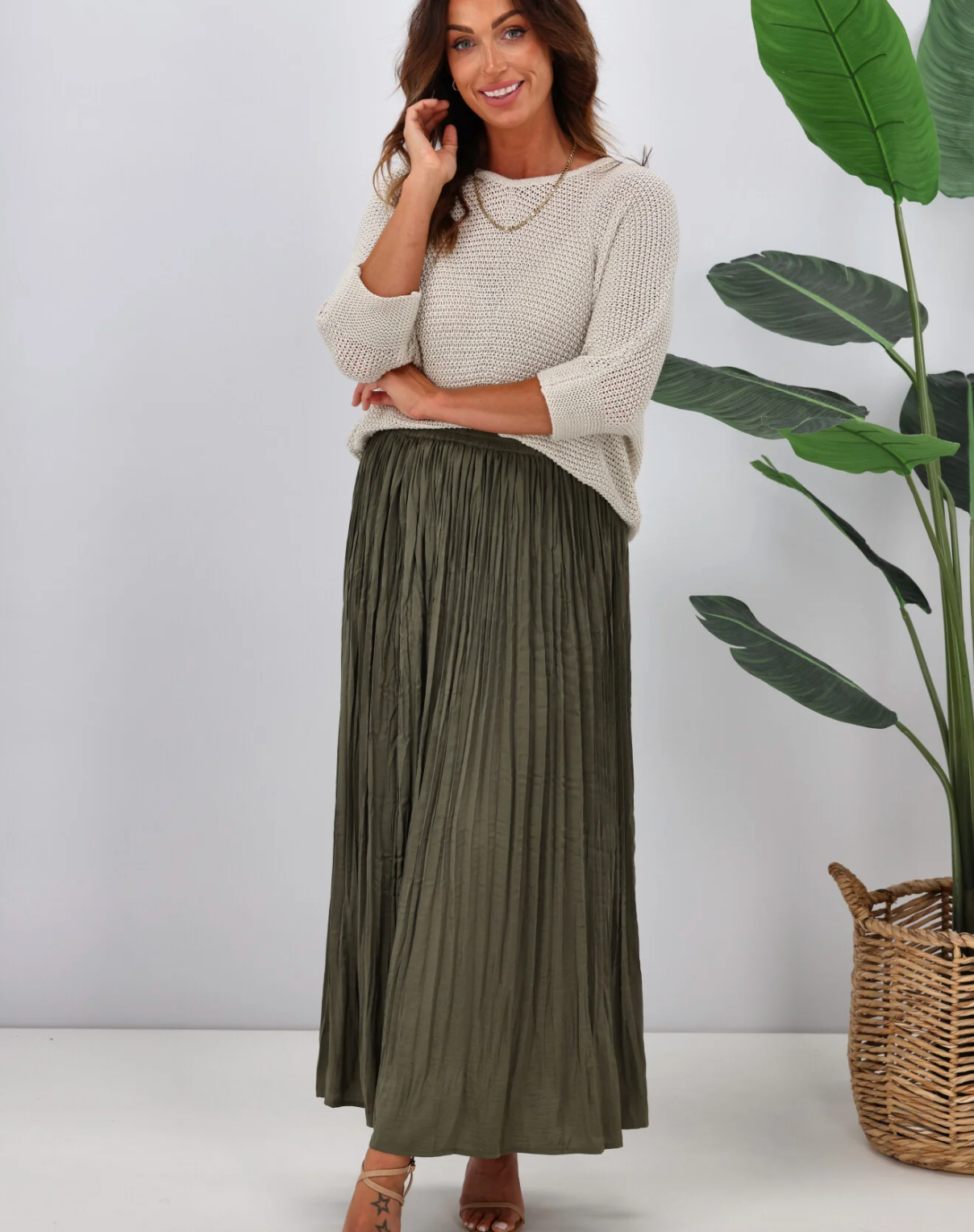 Jane James / Tess Crushed Skirt Olive / 20 (3891177149151304557)
