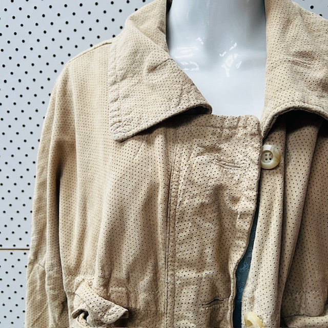 CLAUDE MAAS / brown suede leather jacket / 10 (3891673500300376130)