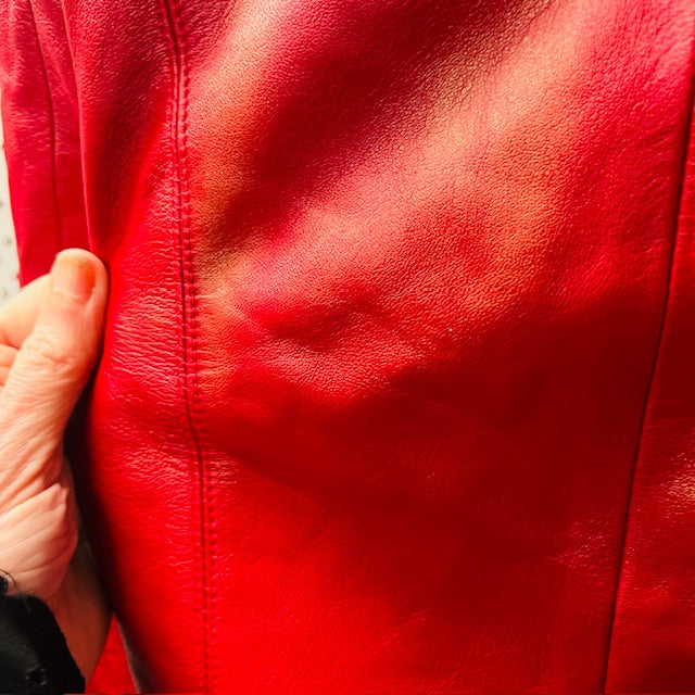 1990s vintage / red leather jacket / biba+pariscop / s (3891673510698049554)