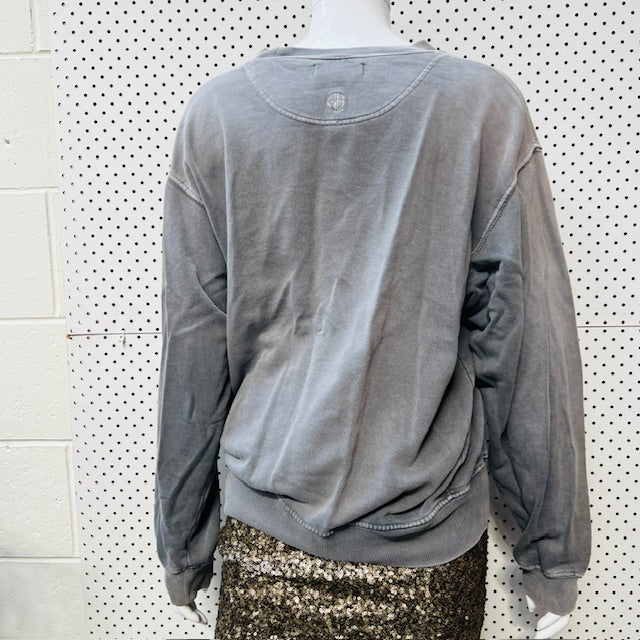 ANINE BING / ramona leopard sweat / stonewashed grey / s (3891766775484173857)