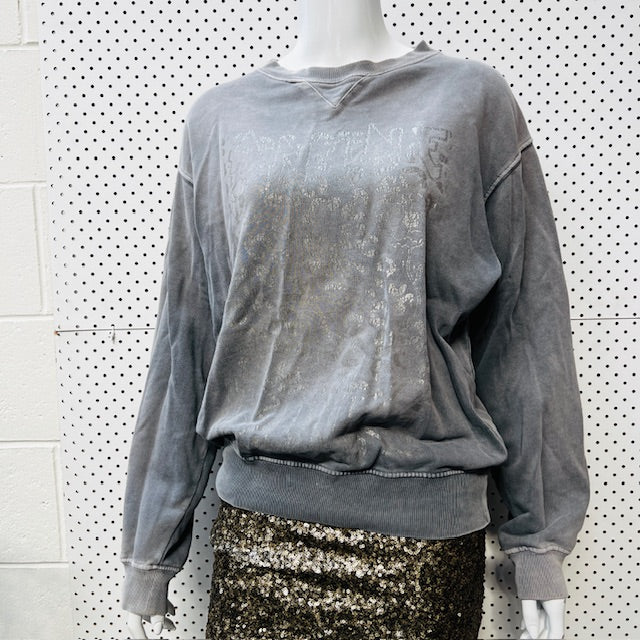 ANINE BING / ramona leopard sweat / stonewashed grey / s (3891766781484339862)