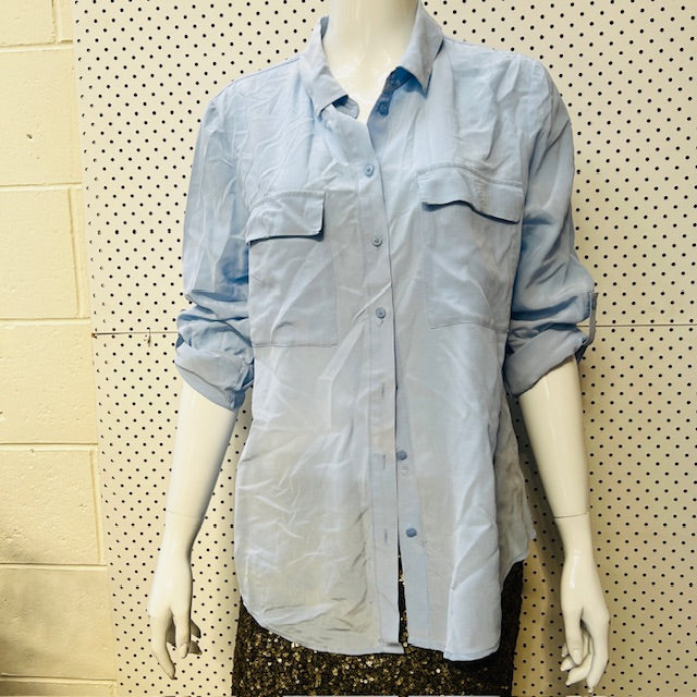 MARCS / pale blue silk shirt / s/m (3891766852809819811)