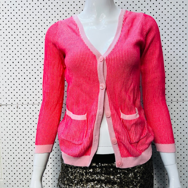 1990s vintage / cardigan / pink / ribbed / s (3891766911187610707)
