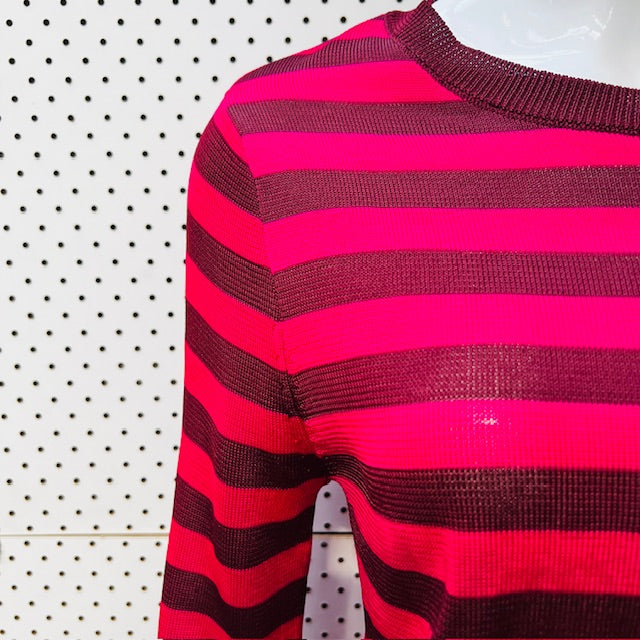 KATE SYLVESTER / pink + red striped longsleeved top / s (3891766919928245872)