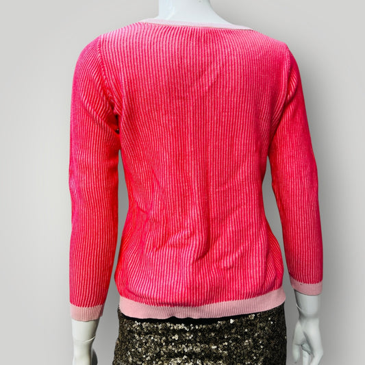 1990s vintage / cardigan / pink / ribbed / s (3891767862821230830)