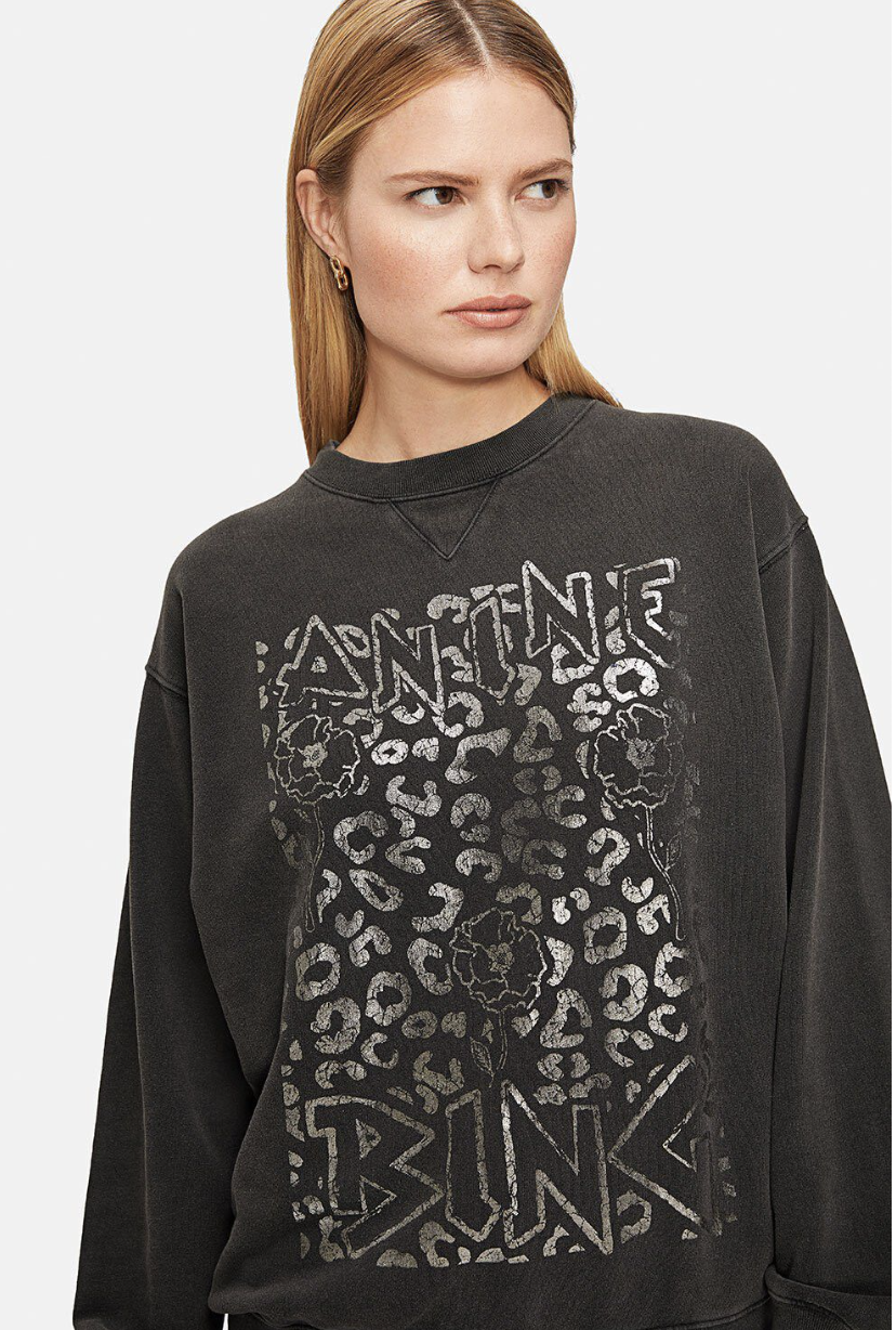 ANINE BING / ramona leopard sweat / stonewashed grey / s (3891773580810441720)