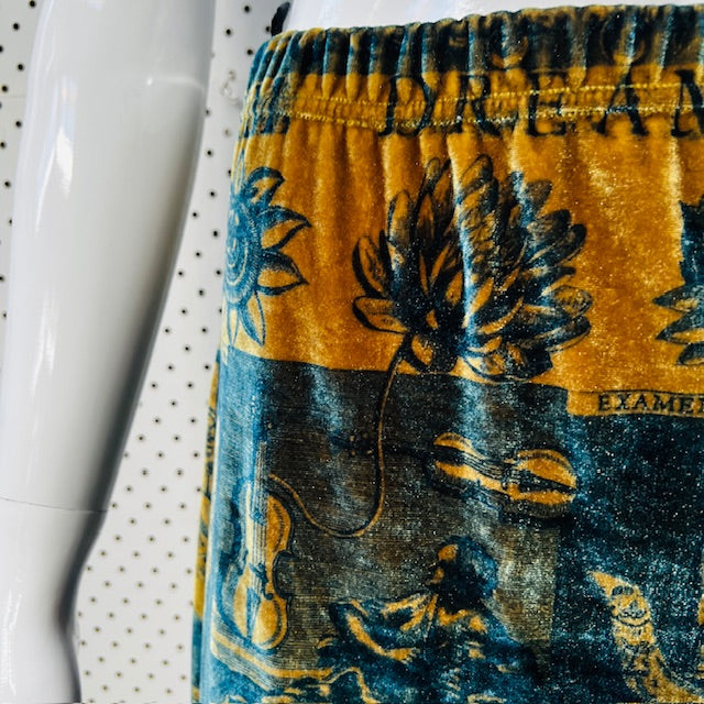2000s nz vintage / DORIS DE PONT / DNA / printed velvet skirt / 12 (3892284976855648390)
