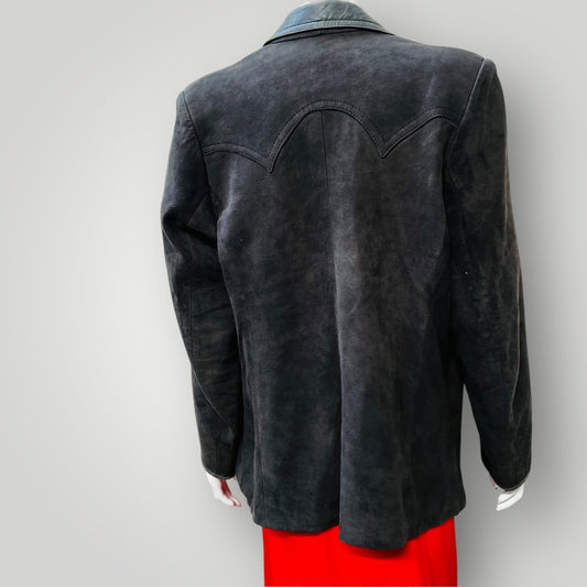 1960s nz vintage / CAROLINE GOODMAN / suede leather jacket / m (3892285453319451323)