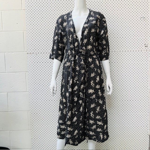 japanese / print wrap dress / studio clip / s/m (3893493182742815867)