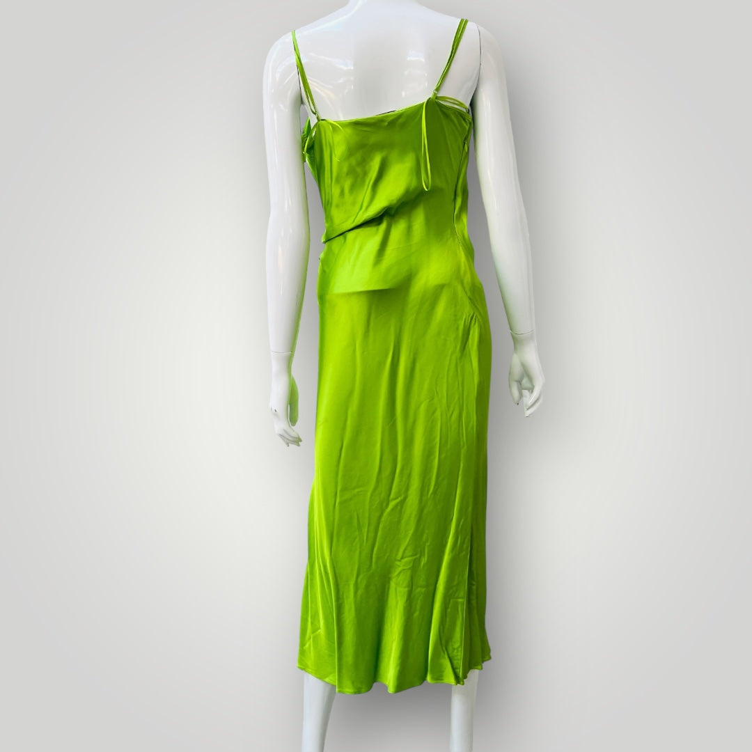 ZARA / bright green slinky lingerie dress / s (3893493618705612565)
