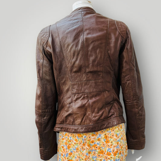 made in italy / SIENNA DE CHICO / brown leather jacket / s (3893577309075925373)