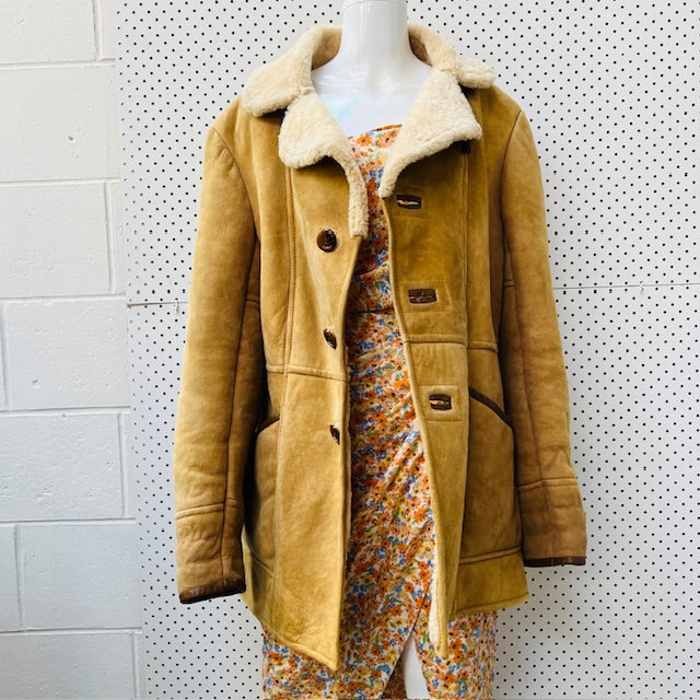 1970s nz vintage / MACALISTERS / shearling leather sheepskin jacket / 42 (3893654512185884726)